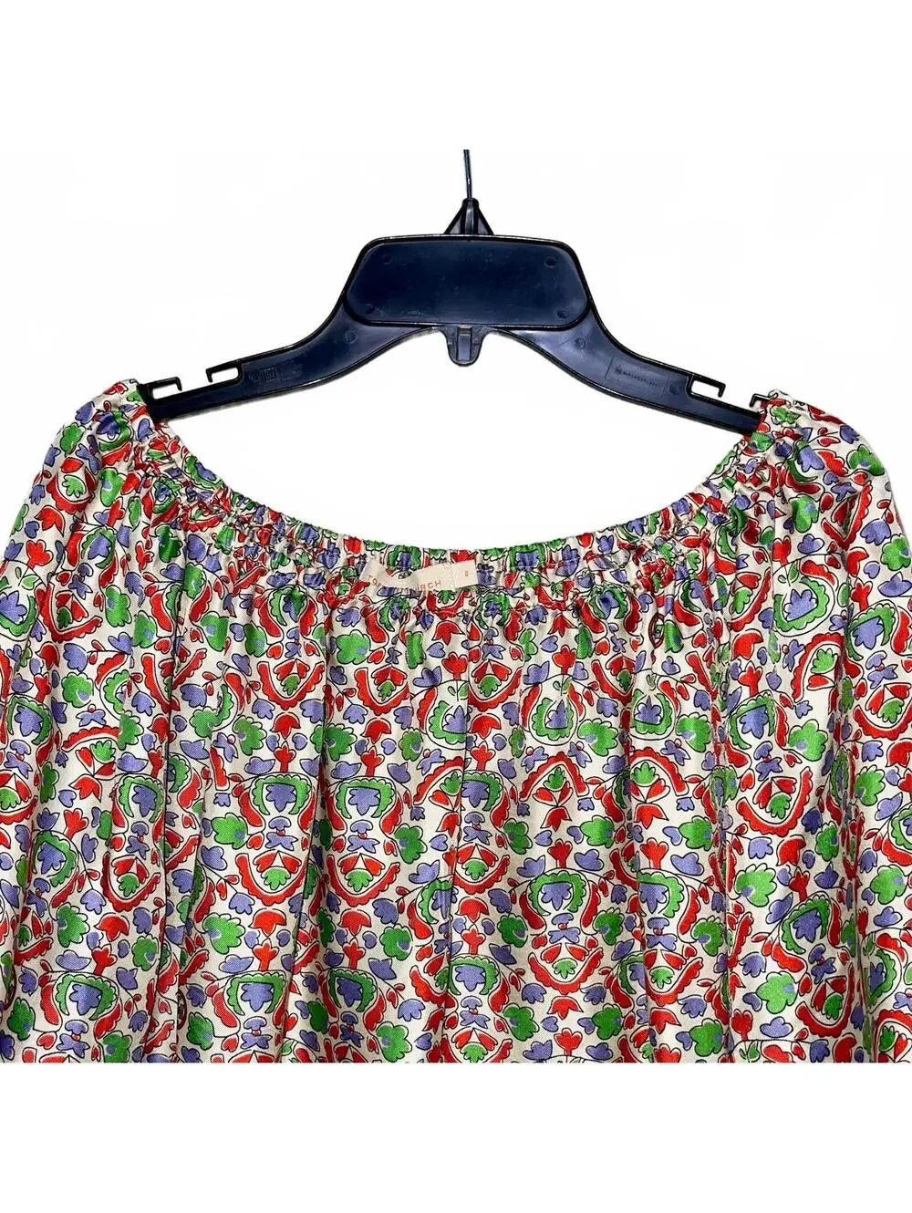 Tory Burch silk blouse 6 printed long balloon sleeve button cuff adjustable top